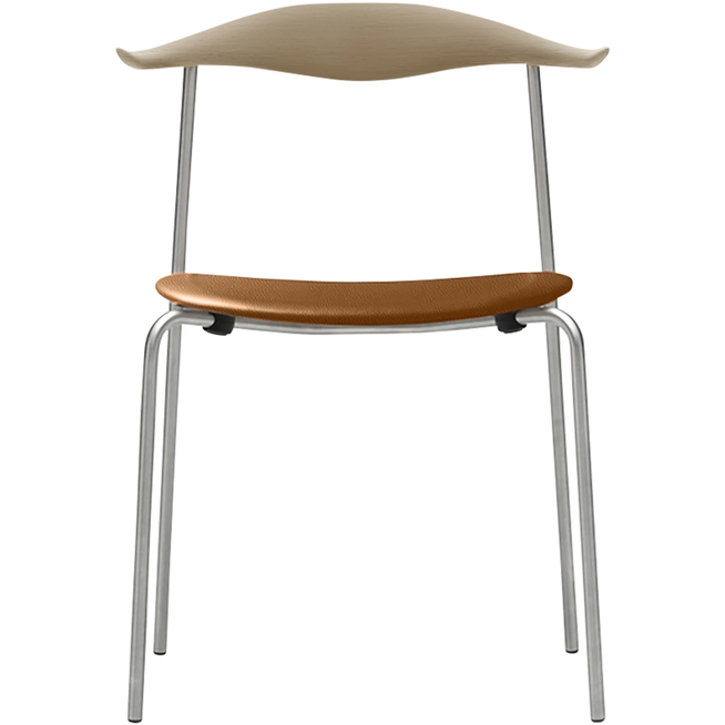 Photo of Carl Hansen - Ch88p - Upholstered seat, soaped oak, leather group B Thor - 307, stainless steel legs - dining chairs - Hans J. Wegner - brown - metal/wood