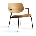 Thumbnail photo of Co Lounge Chair Black Base Natural Oak Back, Dakar 250 - Dining Chairs - Norm Architects - Wood Colored - Leather/Metal/Wood/Foam