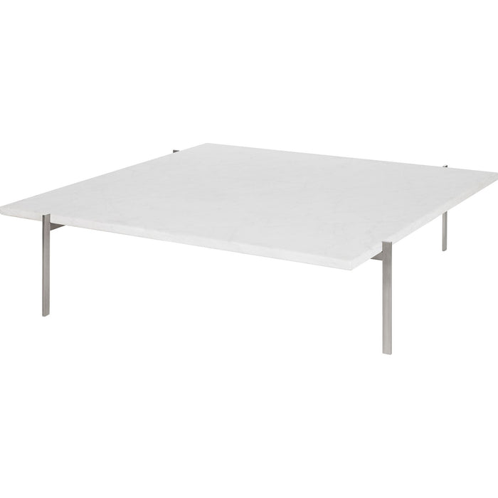 Photo of Pk61a, White, Rolled Marble - Coffee Table - Poul Kjærholm - White - Metal/Stone