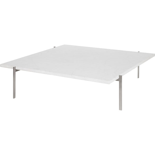 Photo of Pk61a, White, Rolled Marble - Coffee Table - Poul Kjærholm - White - Metal/Stone