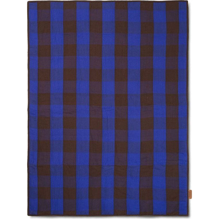Photo of Grand Quilted Blanket - Tæppe - Choco/bright Blue - W120 X H170 X D2 Cm