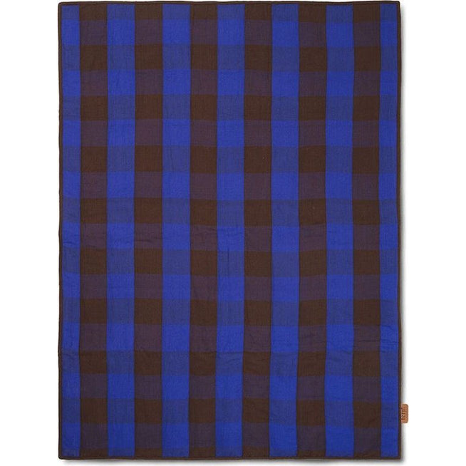 Photo of Grand Quilted Blanket - Tæppe - Choco/bright Blue - W120 X H170 X D2 Cm