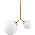 Thumbnail photo of Two hanging lamp brass with two white glass shades