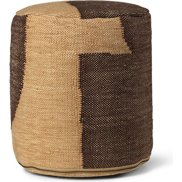 Photo of Forene Cylinder Pouf - Puf - Tan/chocolate - W38 X D38 X H42 Cm