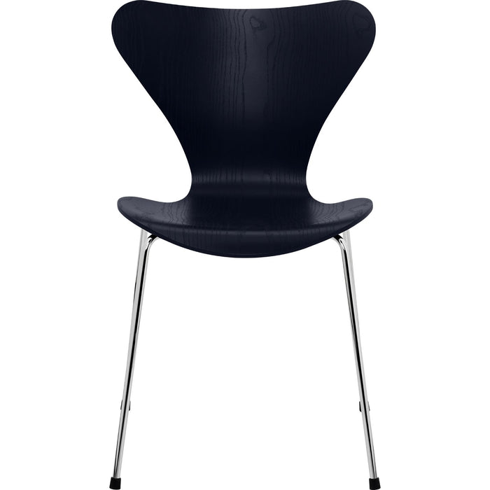 Photo of Sjuan 3107 Midnight Blue Coloured Ash/chrome - Dining chairs - Arne Jacobsen - Blue - Metal/wood