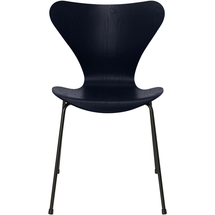 Photo of Sjuan 3107 Midnight Blue Coloured Box/black - Dining chairs - Arne Jacobsen - Blue - Metal/wood