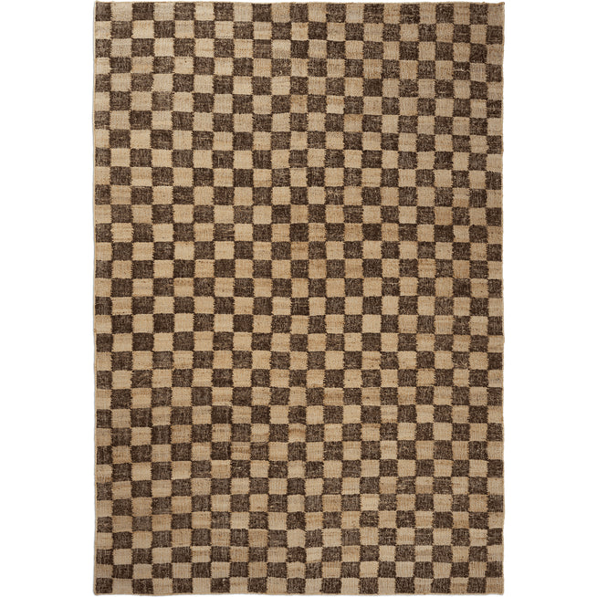 Photo of Check Wool Jute Rug - Gulvtæppe - 200 X 300 - Coffee/natural - W200 X D1 X H300 Cm