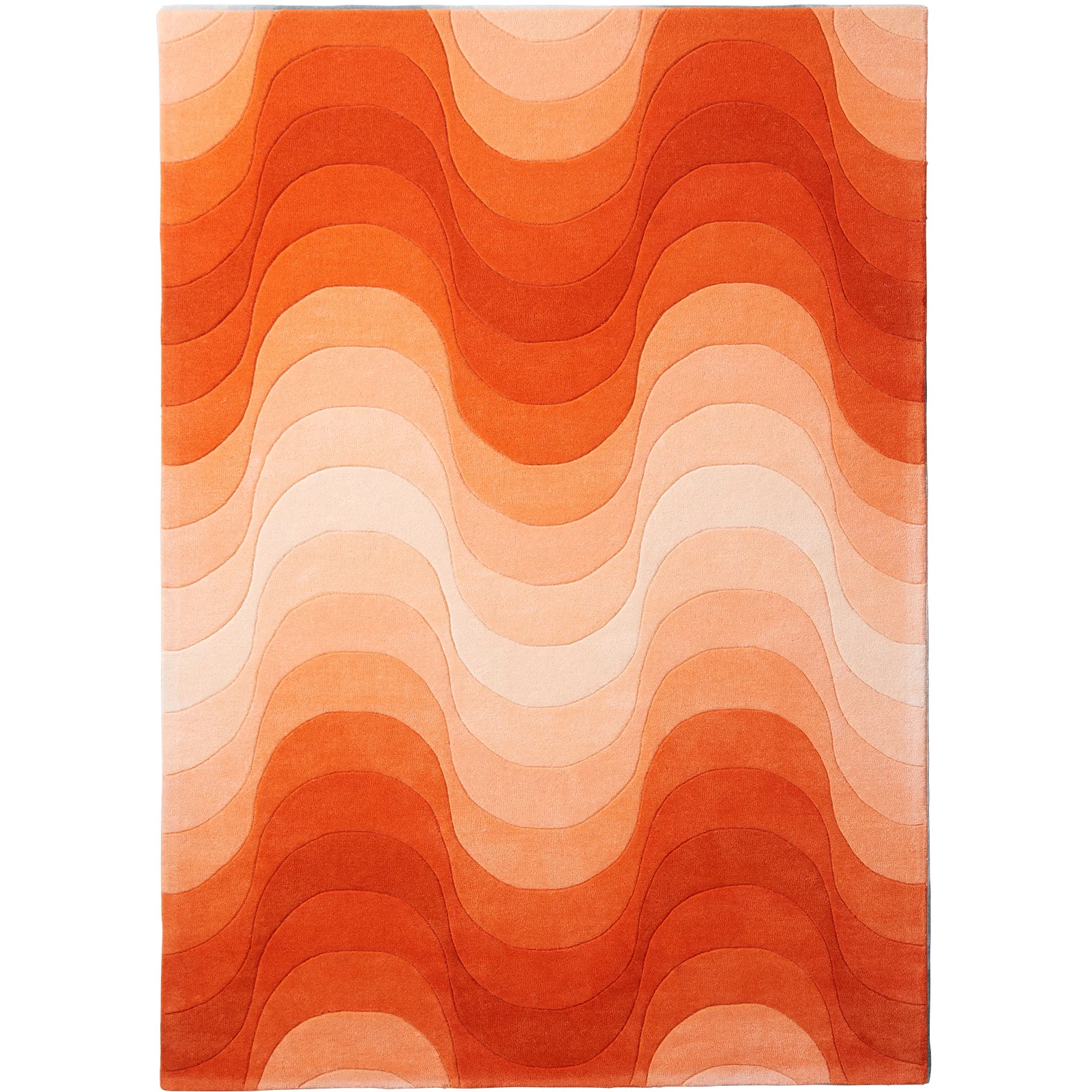 Wave Rug 170x240, Orange, 100% New Zealand Wool, Hand Tufted - Mönstrade Mattor - Verner Panton - Orange