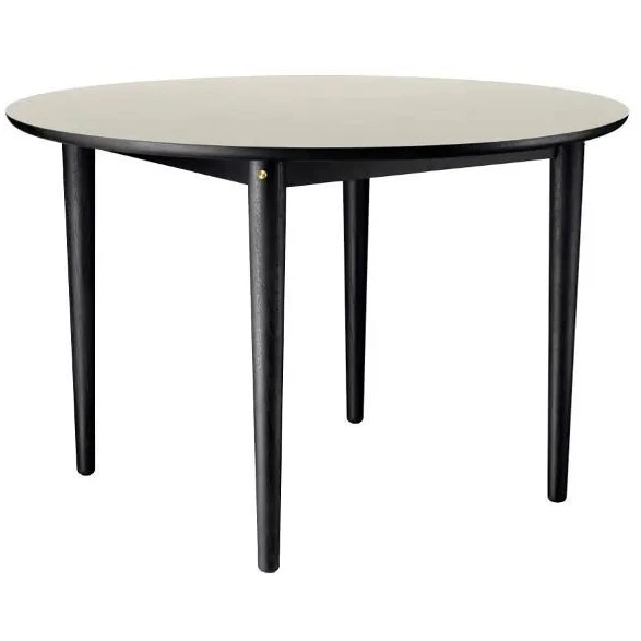 Photo of Dining Table Unit10 C62 Birch Ø115 cm - Solid Oak Black/Light Grey