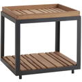 Thumbnail photo of Level Side Table, Lava Grey, Table Top: Teak - Coffee Table Outdoor - Bykato - Grey - Metal/Wood