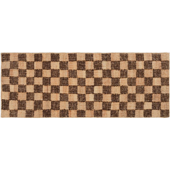 Photo of Check Wool Jute Gulvtæppe - Gulvtæppe - 70 X 180 - Coffee/natural - W70 X D1 X H180 Cm