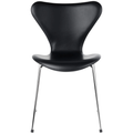Thumbnail photo of 3107 Sjuan - Fully upholstered, Leather, Essential Black - Dining chairs - Arne Jacobsen - Black - Metal/wood