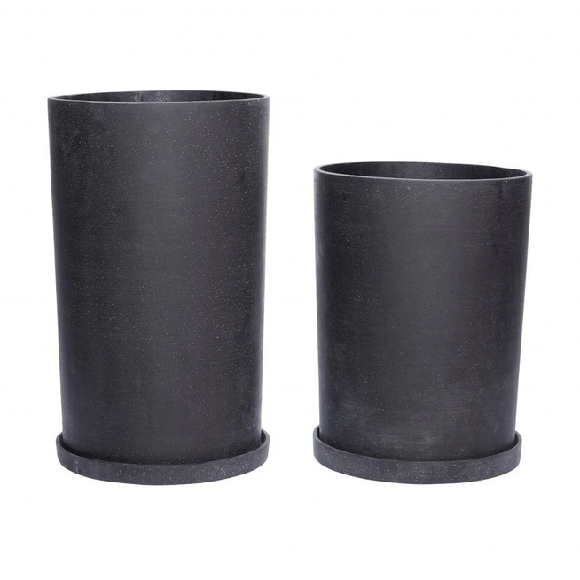 Photo of Flower Pot Set with Bowl Black Polystone 1