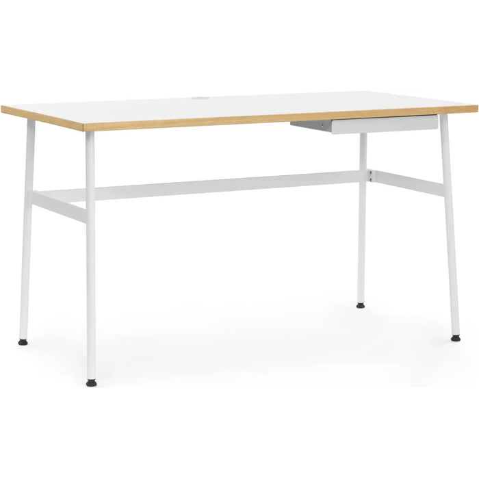 Photo of Journal Desk White Laminate, White Steel Legs And Drawer