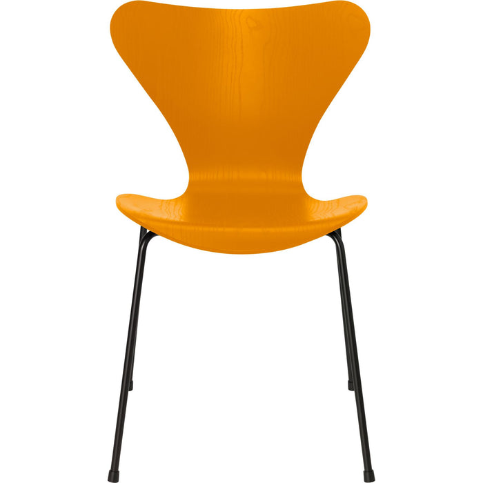 Photo of Sjuan 3107 Burnt Yellow Coloured Box/black - Dining chairs - Arne Jacobsen - Yellow - Metal/wood
