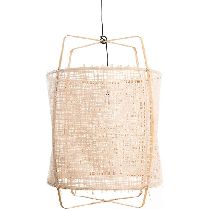 Photo of Hanging Lamp Z2 Blonde Bamboo Natural Cardboard Ø67x100cm