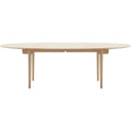 Ch339 dining table from Carl Hansen & Søn (oak, white oil, pull-out for 4 leaves incl. 4 wooden support legs in black)