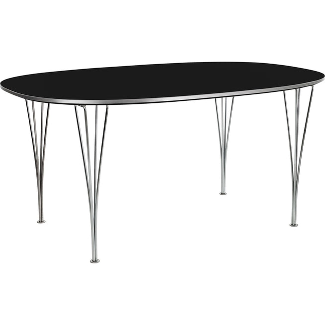 Photo of B616 Superellipse, 100x170 cm, laminate, black, chrome - dining table - Arne Jacobsen,bruno mathsson,piet hein - black - metal/wood