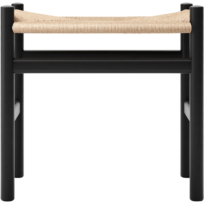 Photo of Carl Hansen - Ch53, oak, black, natural braided, 43 cm - footstools - Hans J. Wegner - black - paper/wood