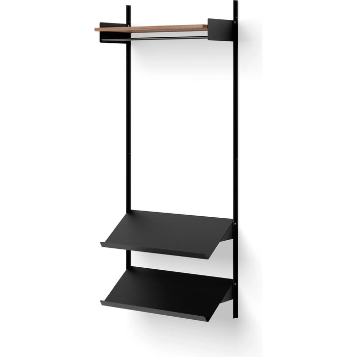 Photo of New Works Wardrobe Shelf 1 - Reolsystem - Walnut / Black - H190 X W83,5 X D35,5 Cm