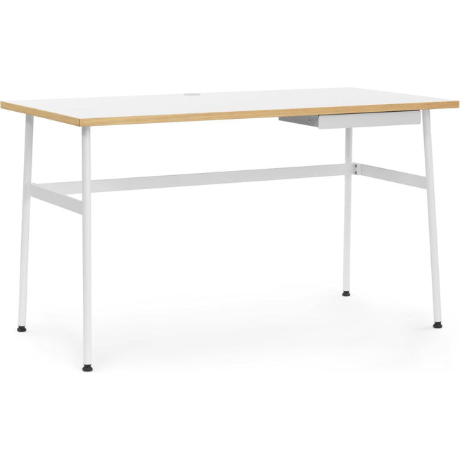 Photo of Journal Desk White Laminate, White Steel Legs And Drawer