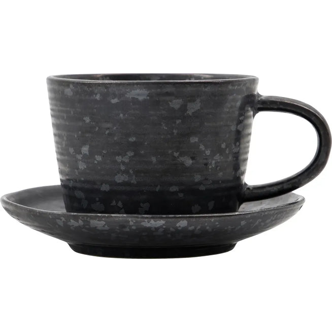 Photo of Peony Cup and Saucer Black/Brown Set of 4 Pieces
