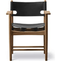 Den Spanske Stol 3238 By Børge Mogensen  - Spisebordsstol - Oiled Smoked Oak / Black Saddle Leather - W64,5 X D48 X H84,5 X Sh46 Cm