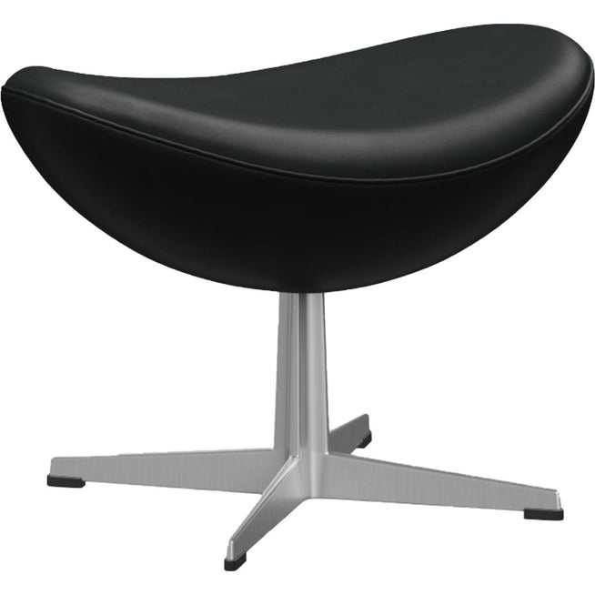 Photo of 3127 Egg Footstool Leather Grace, Black - Footstools - Arne Jacobsen - Black - Leather/metal/synthetic