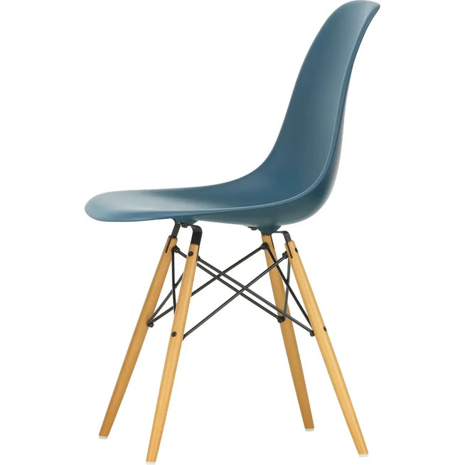 Photo of Eames Plastic Chair DSW - 83 Sea Blue - Golden Maple - Dining Chairs - Metal/Wood/Plastic