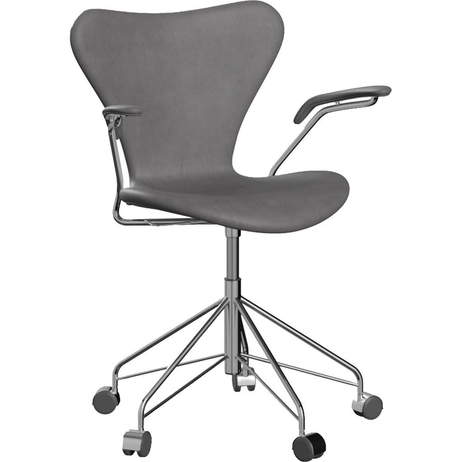 Photo of 3217 Sjuan - Upholstered, Leather, Embrace Concrete Grey - Desk chairs - Arne Jacobsen - Grey