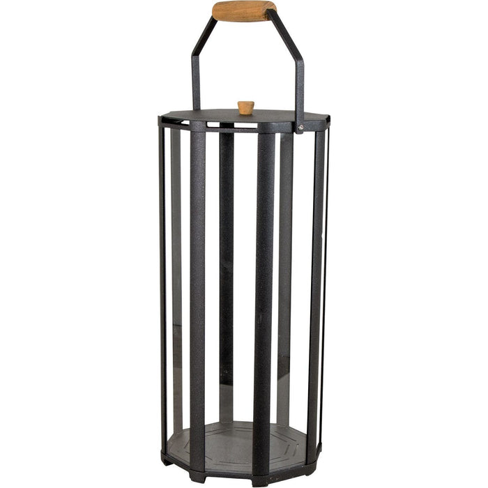 Photo of Lightlux Lantern w/teak - Lantern - Lava Grey, Aluminium - Large - H52 x D25 cm