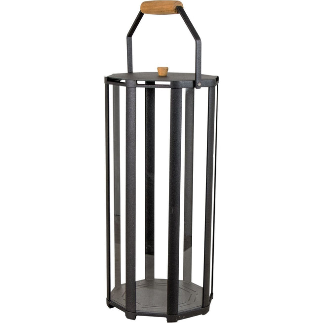 Photo of Lightlux Lantern w/teak - Lantern - Lava Grey, Aluminium - Large - H52 x D25 cm