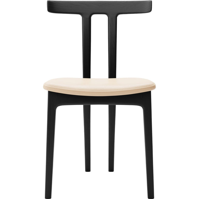 Photo of Ow58 - T-chair - Oak Black - Leather Cat. C Sif 90 - Dining Chairs - Leather/Wood/Foam