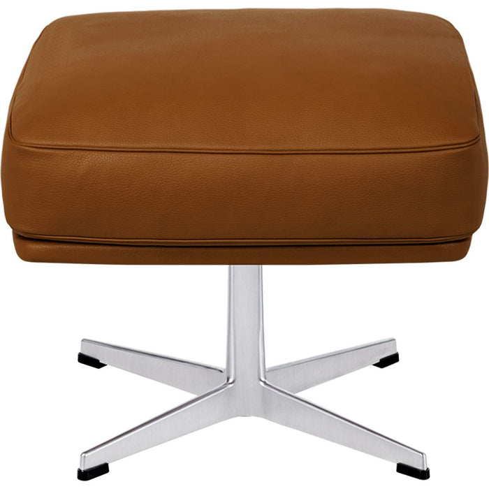 Photo of 4210 Oksen Footstool, Leather, Aura Walnut, Satin polished - Footstools - Arne Jacobsen - Brown - Leather/metal/wood