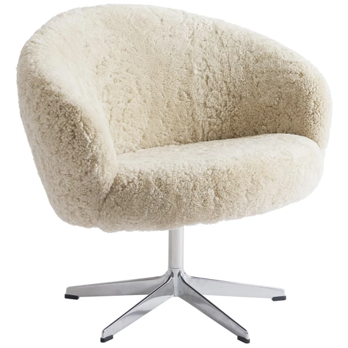 Photo of Rondino Armchair Sheepskin Moonlight, Polished Aluminium
