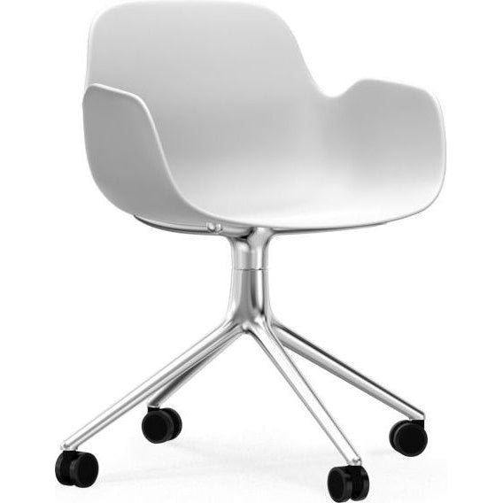 Photo of Form Armchair Swivel 4w Alu - Kontorstol - White / Aluminum - H79 X W56 X D52 X Sh44 Cm