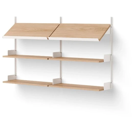Photo of New Works Office Shelf - Hylde - Oak / White - H94 X W163.5 X D30.5 Cm