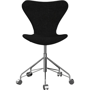 Photo of 3117 Sjuan - Fully upholstered, Fabric, Hallingdal 180 - Desk chairs - Arne Jacobsen - Black