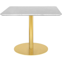 Gubi 1. Lounge Table, Width: 80 cm, Top: Marble - Nero Marquina, Base: Brass, Size: 80 x 80 cm, Top: Marble - Nero Marquina, Underframe: Brass - Small Table & Side Table - White - Glass/Metal