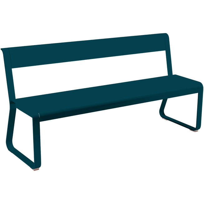 Photo of Bellevie Bench With Backrest Acapulco Blue - Garden Benches - Pagnon & Pelhaître - Blue - Metal
