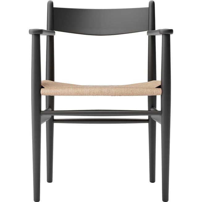 Photo of Carl Hansen - Ch37, lacquered beech, black, natural braided paper string - Dining chairs - Hans J. Wegner - Black - Wood