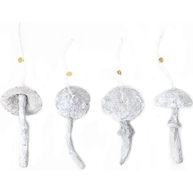 Photo of Mushroom Ornaments - Ophæng - Mushroom Ornaments - Set Of 4 - Faded White - W6.5 X D6.5 X H11 Cm