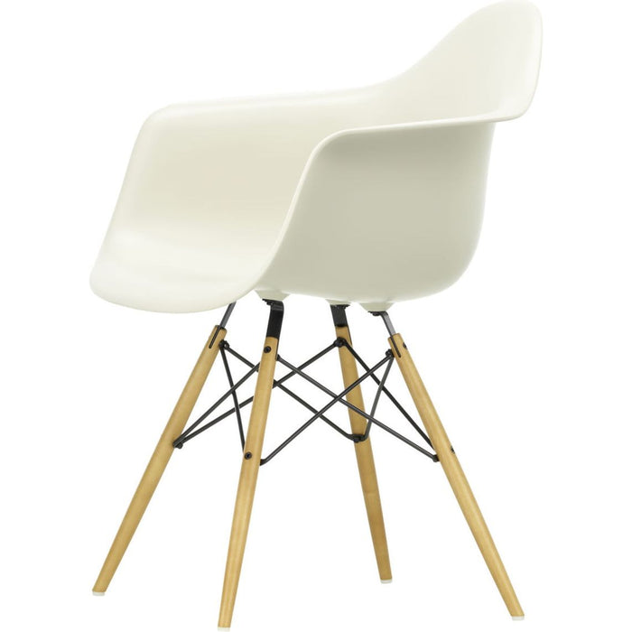Eames Plastic Armchair Daw - 11 Pebble - Golden Maple - Matstolar - Charles & Ray Eames - Vit - Metall/trä/plast