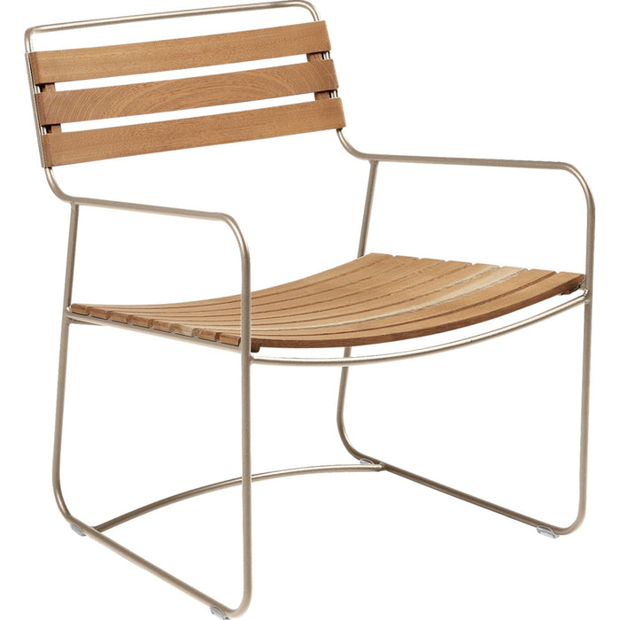 Photo of Surprising Teak Low Armchair Nutmeg - Outdoor armchairs - Harald Guggenbichler - Metal/wood