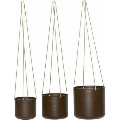 Bloom Hanging Flower Pots Brown Set of 3 Pieces