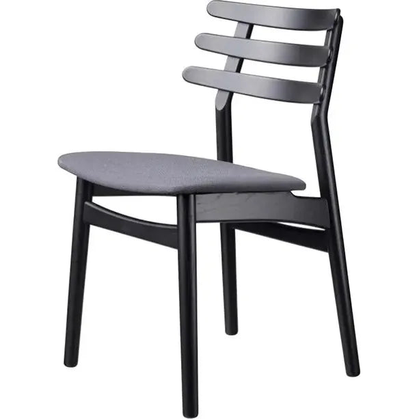 Photo of J48 Chair - Black Lacquered Oak - Textile / Anthracite Grey