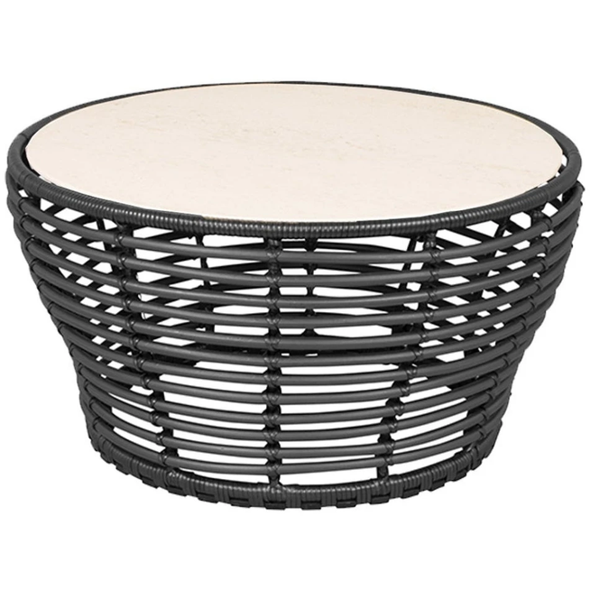 Photo of Basket Sofabord, Mellem - Ceramic, Travetine Look, Graphite