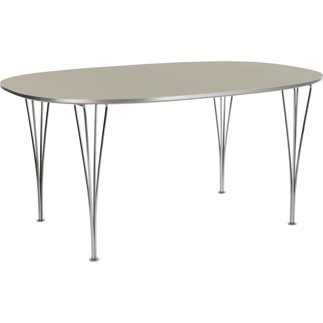 Photo of Superellips W614 – 240x120 Cm Grey Efeso/chrome - Dining table - Arne Jacobsen,bruno Mathsson,piet Hein - Grey - Metal/wood