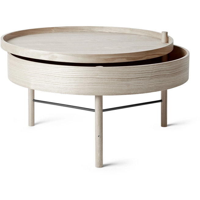 Photo of Turning Table White Oak/black Chrome - Småbord & Sidobord - Theresa Rand - Vit - Metall/trä