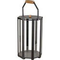 Lightlux Lantern With Teak - Lava Grey - Aluminium
